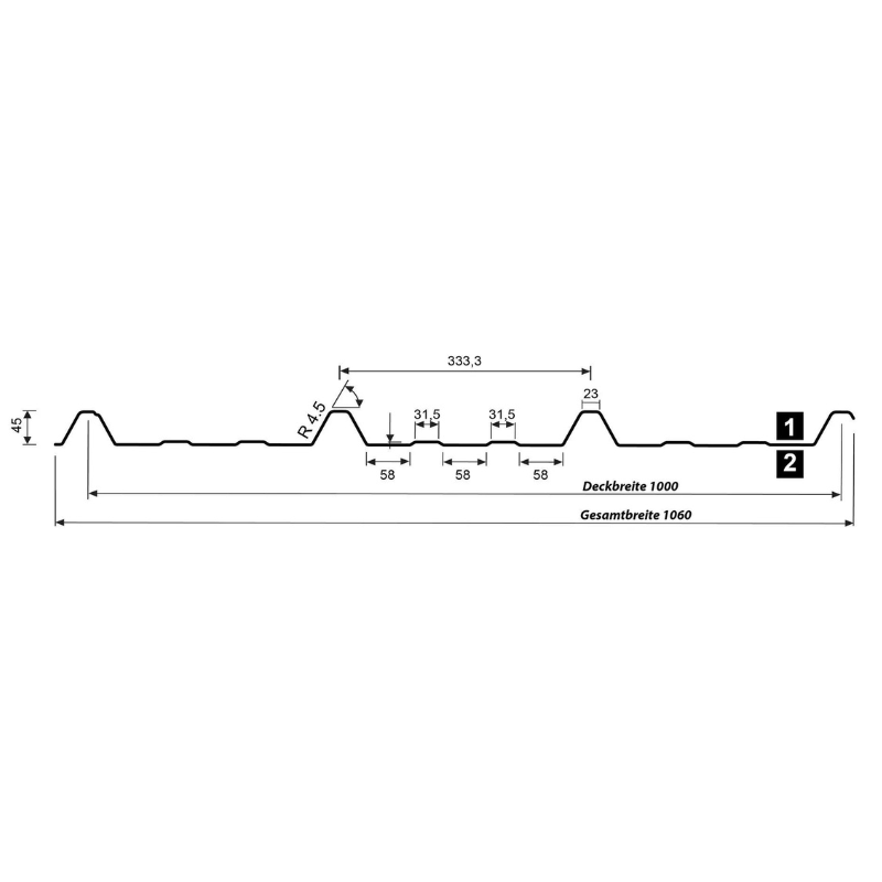 Trapezblech TP45/333M 0.50 mm
