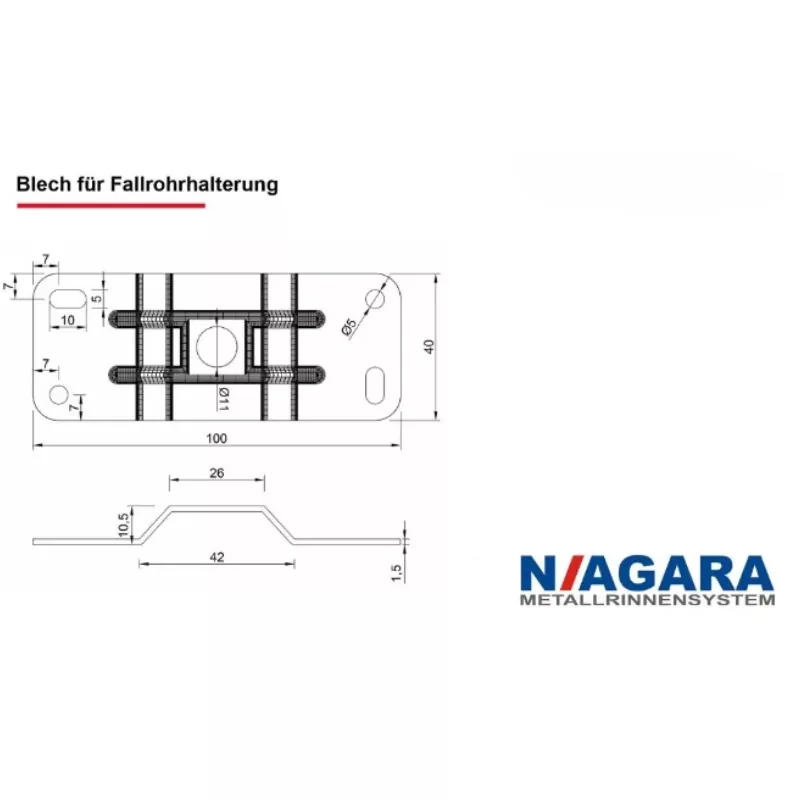 Blech für Fallrohrhalterung info