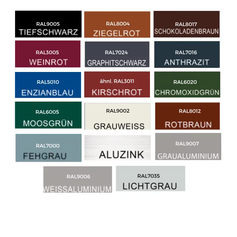RAL Farben StandardDachfirst mit Entlüftung