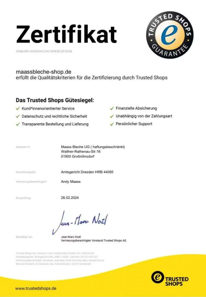 Trusted shop Certificate